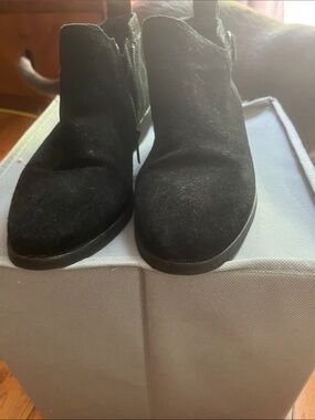 UGG Black Suede Ankle Booties with Side Zip Detail